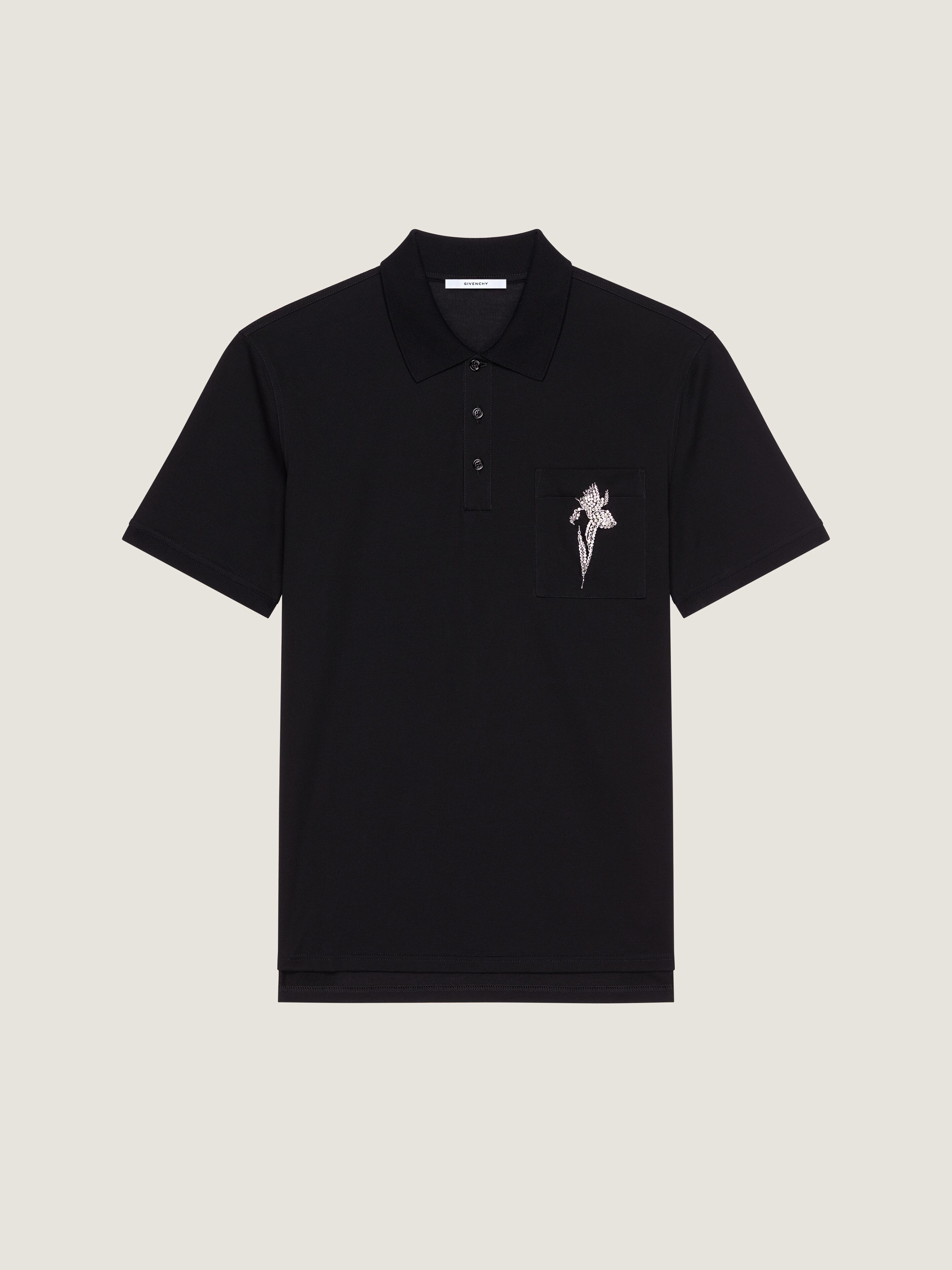 Polo in cotton with crystal embroidery